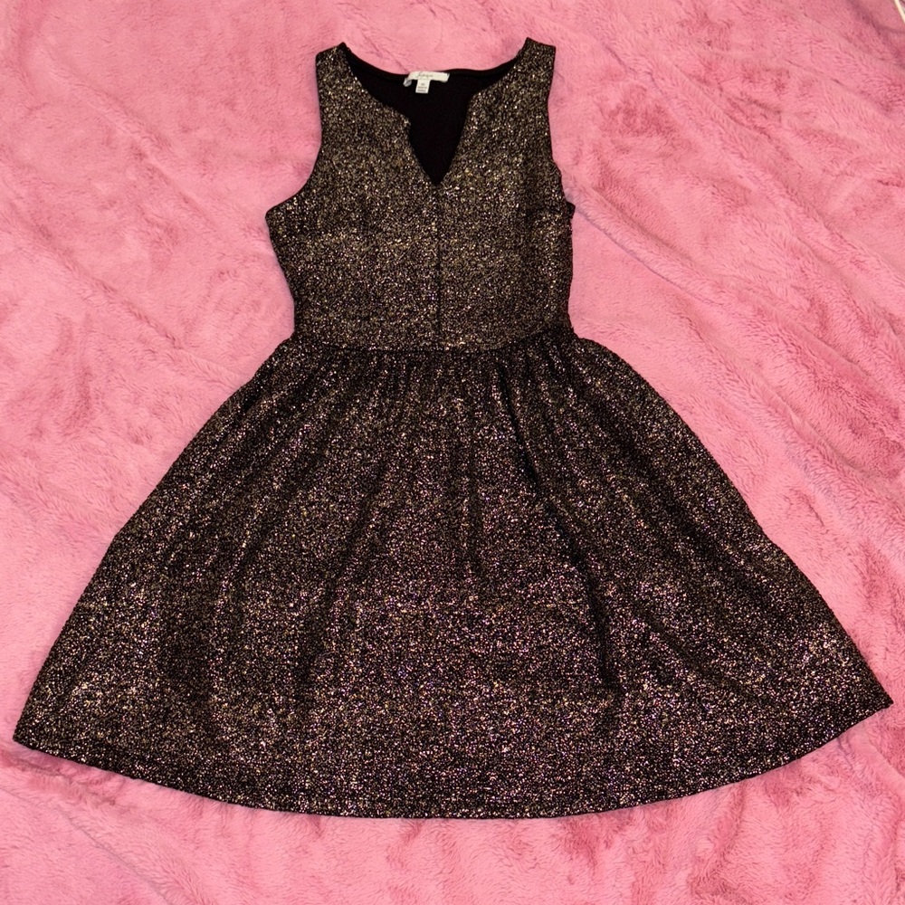 Soprano Glittery Sparkly Black Mini Dress Stretch